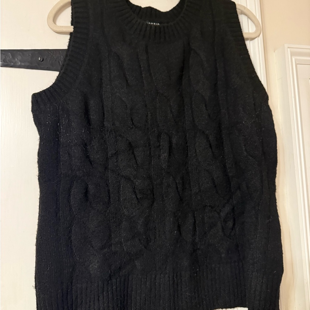Torrid Black Sleeveless Cable Knit Sweater